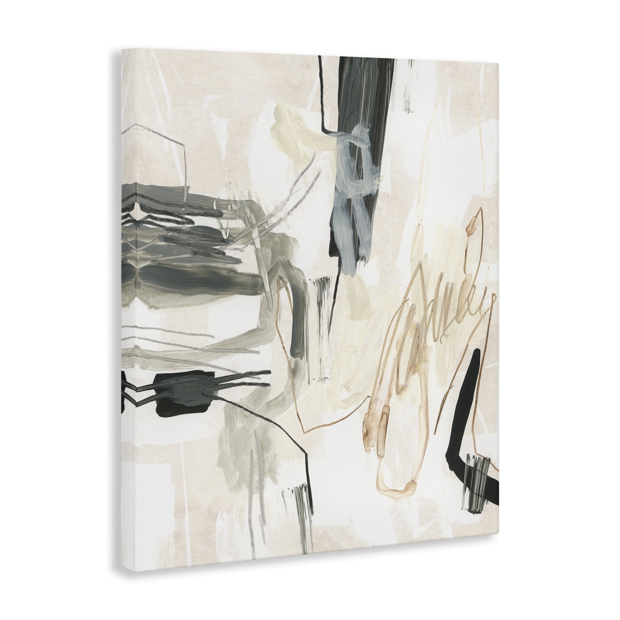 Stupell Industries Expressive Neutral Tones Scribble Abstract Painting Gallery Wrapped Canvas Art Print Wall Art, 16 x 20