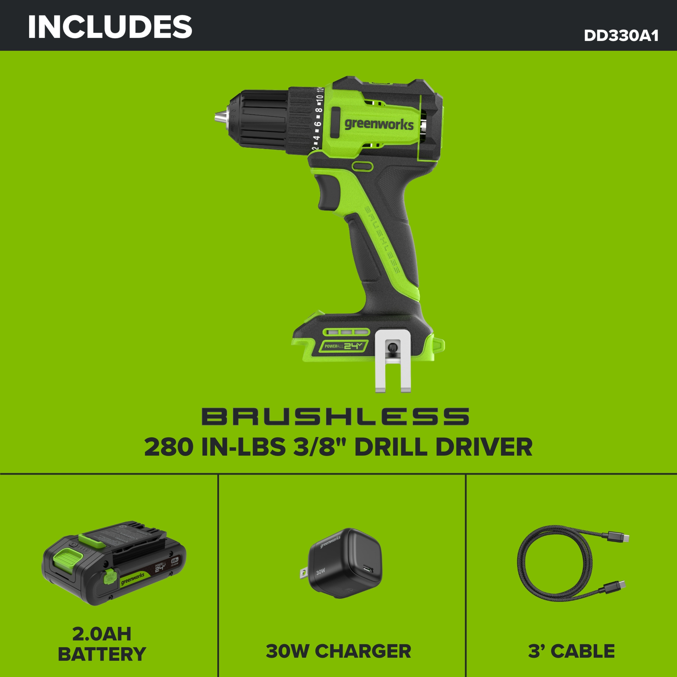 Greenworks PowerAll 24V 3/8" Drill Driver photo 7