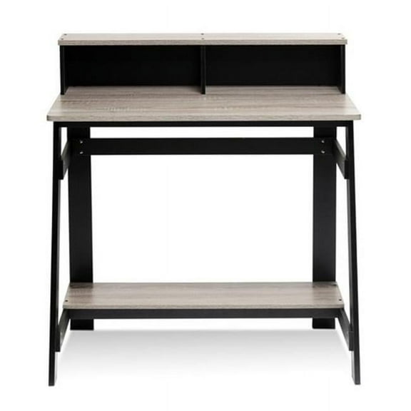 Simplistic A Frame Computer Desk, Black-French & Oak Grey - 35.5 x 31.6 x 17.9 in.