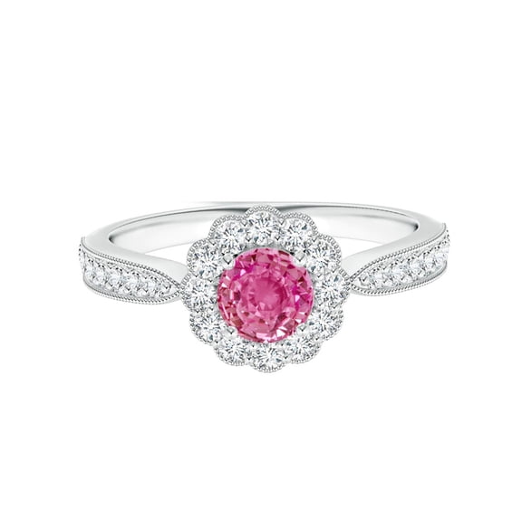 925 Sterling Silver 0.50 Ctw Round Pink Tourmaline Women Wedding Cluster Ring GIFT FOR HER Size US- 4