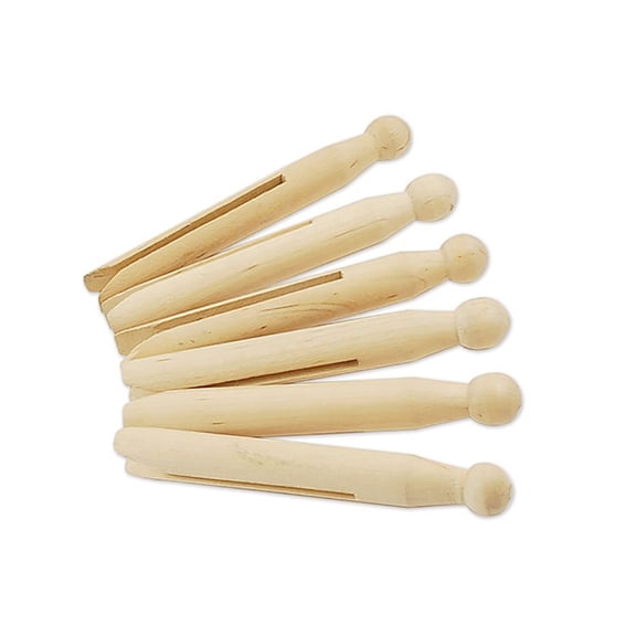 Home & Loft Homz Round Wood Slotted Clothespins for Line Drying Clothes or Crafts (50 Pins)