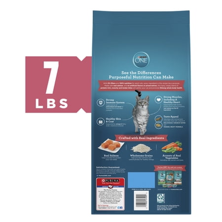 Purina One Tender Selects Blend Dry Cat Food Salmon, 7 lb Bag - Image 1