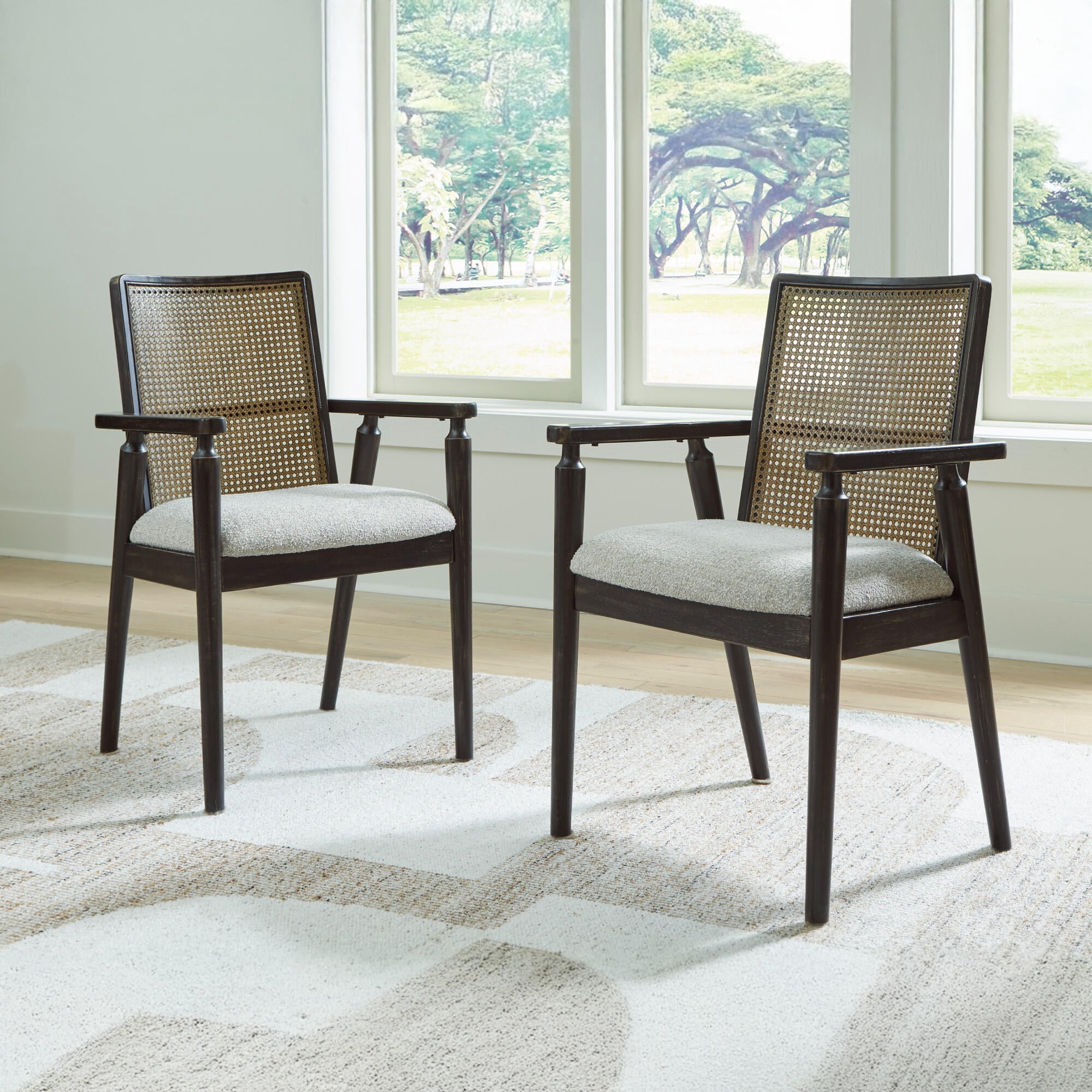 Signature Design by Ashley Galliden Dining Arm Chair, Set of 2, Black