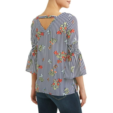 Smocked Woven Shirt - Women's Smocked Bell Sleeve Top