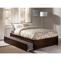 AFI Concord King Solid Wood Platform Bed with Footboard and Twin XL Trundle in Walnut