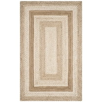 SAFAVIEH Natural Fiber Keisha Geometric Braided Jute Area Rug, Grey/Ivory, 6' x 9'