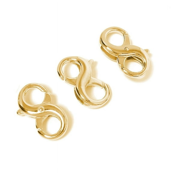 Brass Double Opening Lobster Claw Clasps Infinity Light golden 13x8.5x3mm