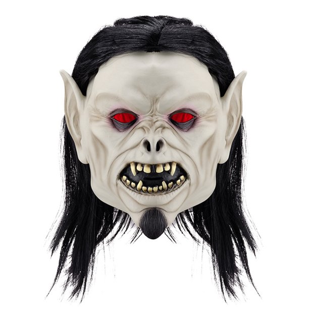 Casco de látex con forma de calavera de Halloween con máscara de ojos roja para disfraz