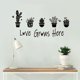 thumbnail image 4 of Adhesivo de pared de PVC con texto "El amor crece aquí", diseño de cactus en maceta, vinilo decorativo, frases cálidas, autoadhesivo., 4 of 8