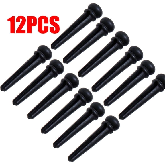12pcs Guitar Pin Ebony Pins for Acoustic Guitar Bridge End Pins Black