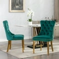 thumbnail image 2 of 2 Piece Upholstered Dining Chairs with High Tufted Back, Modern Comfy Kitchen Chairs with Nailhead Trim, Accent Side Chairs for Dining Room, Kitchen, Living Room, Green, 2 of 8