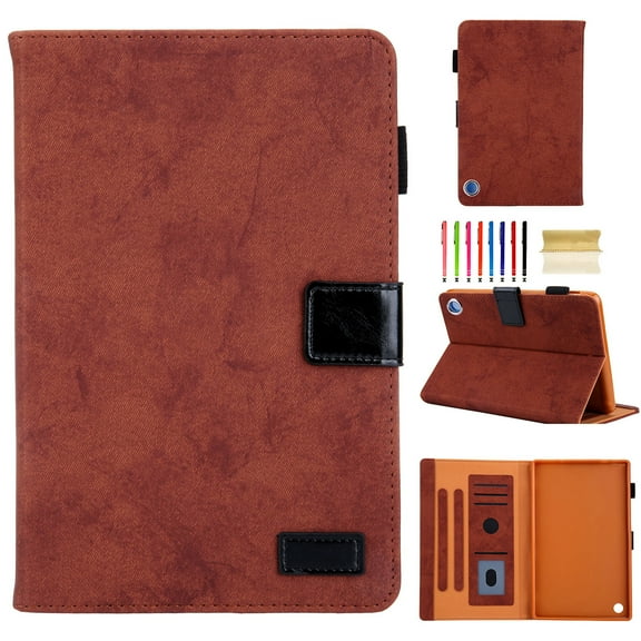 Kindle Fire HD 8 2020 Case - Dteck Folio PU Leather Smart Case Cover with Auto Wake/Sleep & Card Slots Compatible with All-New Kindle Fire HD 8" / Fire HD 8 Plus (10th Generation 2020), Brown