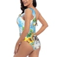 thumbnail image 4 of Gukieu French Bulldog Sunflowers Bubbles Print One-shoulder Ruffled One-piece Swimsuit with Removable Chest Pads and Tummy-control Swimsuit for Women-XX-Large, 4 of 6
