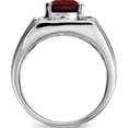 thumbnail image 2 of Sterling Silver Ss Rh Plated White Night Garnet & Diamond Square Men's Ring (Size 9) Made In India qr5546ga-9, 2 of 5