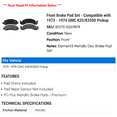 thumbnail image 2 of Front Brake Pad Set - Compatible with 1973 - 1974 GMC K35/K3500 Pickup, 2 of 2