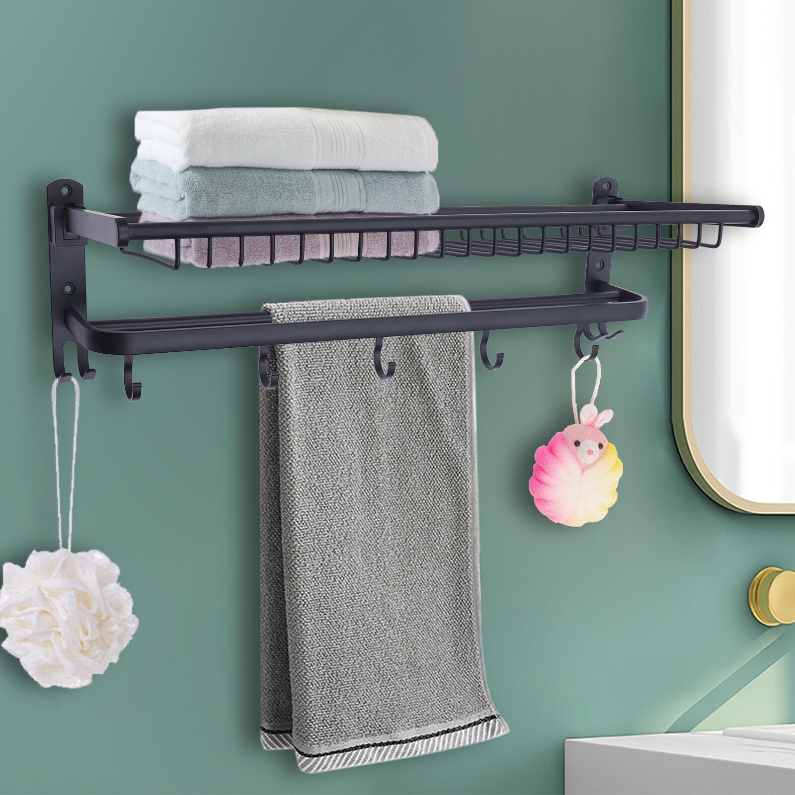 Miumaeov 24" Towel Rack with Double Towel Bar for Bathroom Multi