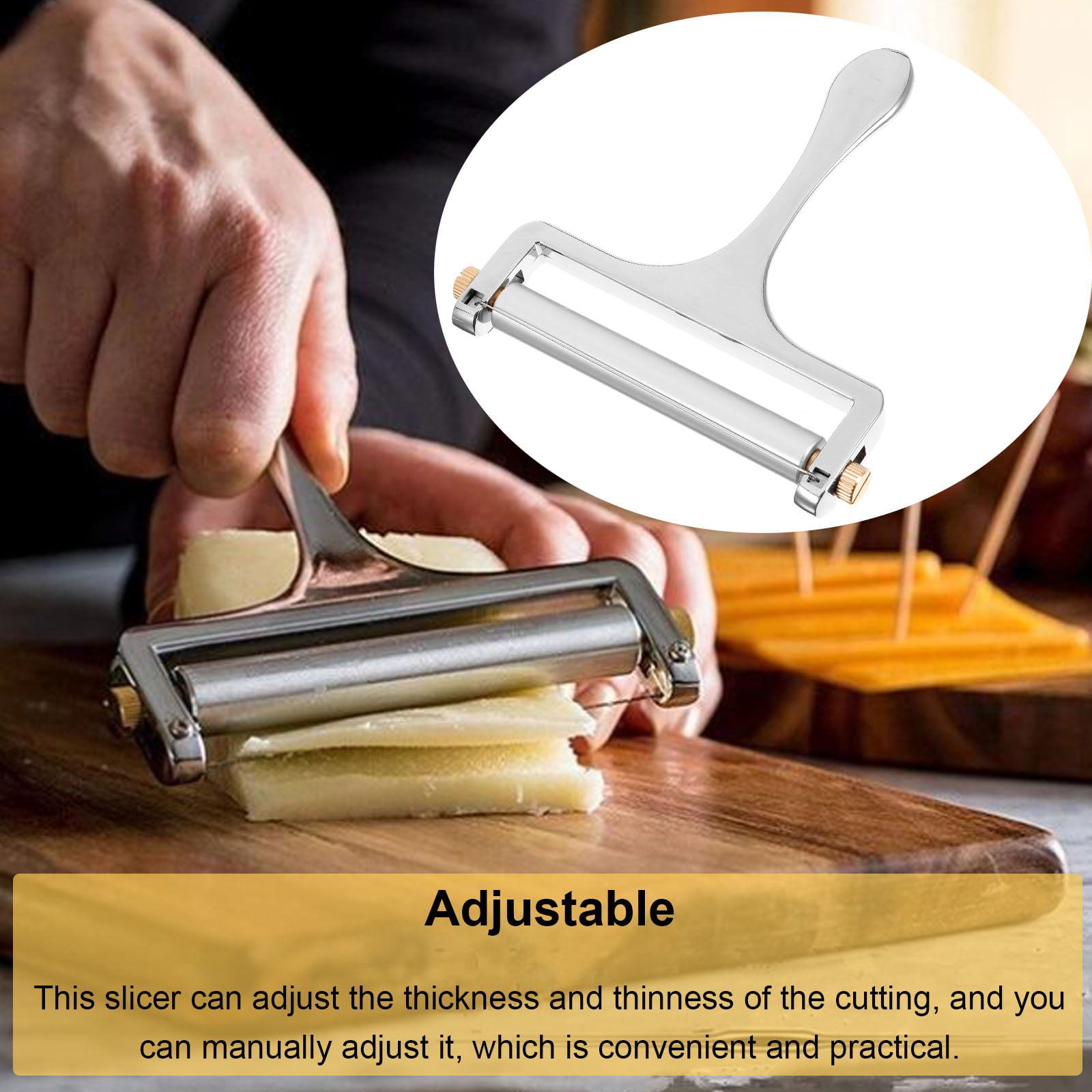 Cheese Slicer Adjustable Thickness Tools Heavy Duty Home Grater Curler  Cheese Cutter for Cheddar Raclette Cheese Block
