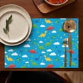 thumbnail image 5 of Blue Dinosaurs Clouds Pattern Summer Placemats Table Placemats Set Of 4-Linen Kitchen Washable Placemats Table Mats 11.8"x17.7" Non-Slip Heat Resistant, 5 of 6