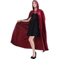 thumbnail image 4 of YAOLAN Velvet Christmas Hooded Cape Cosplay Costume Halloween Cape Full Length Burgundy Size M, 4 of 6
