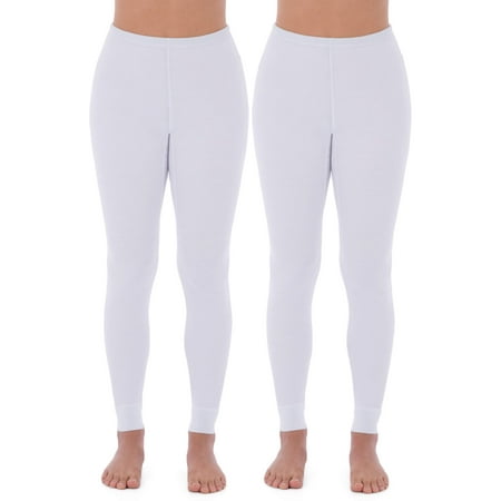 Fruit of the Loom Women's and Women's Plus Long Underwear Waffle Thermal Bottoms, 2-Pack