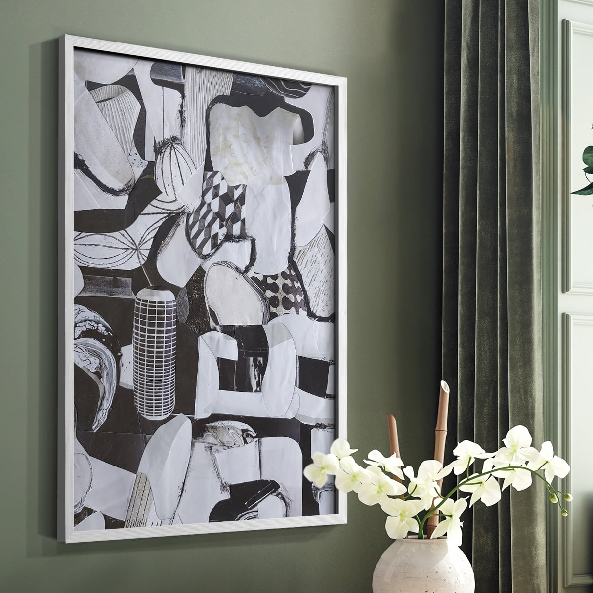 Beverlywood City Forms Framed Print in White Solid Wood Framed Print No Nail Hanging