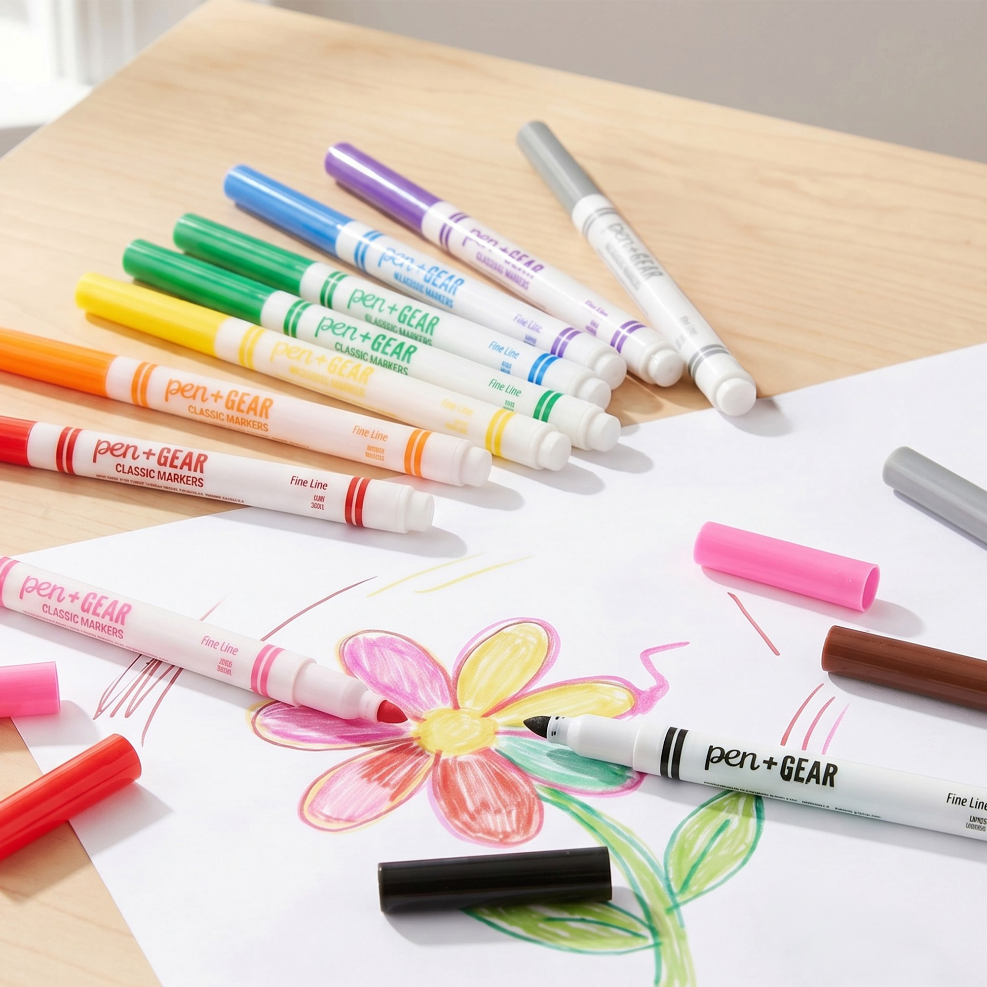 Marcadores Clásicos Pen+Gear, Punta Fina, Colores Surtidos, 10 Piezas 2
