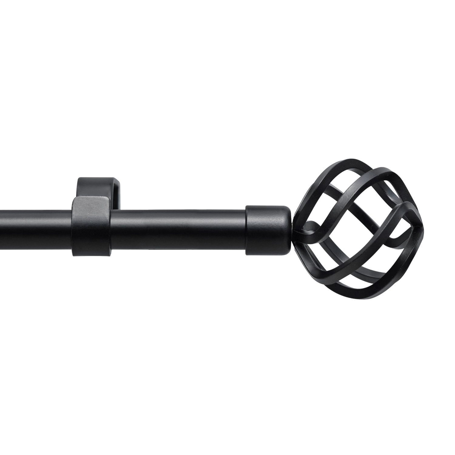 Empyrean Grace Curtain Rod, 2848 In, Black, Metal Single Rod Window
