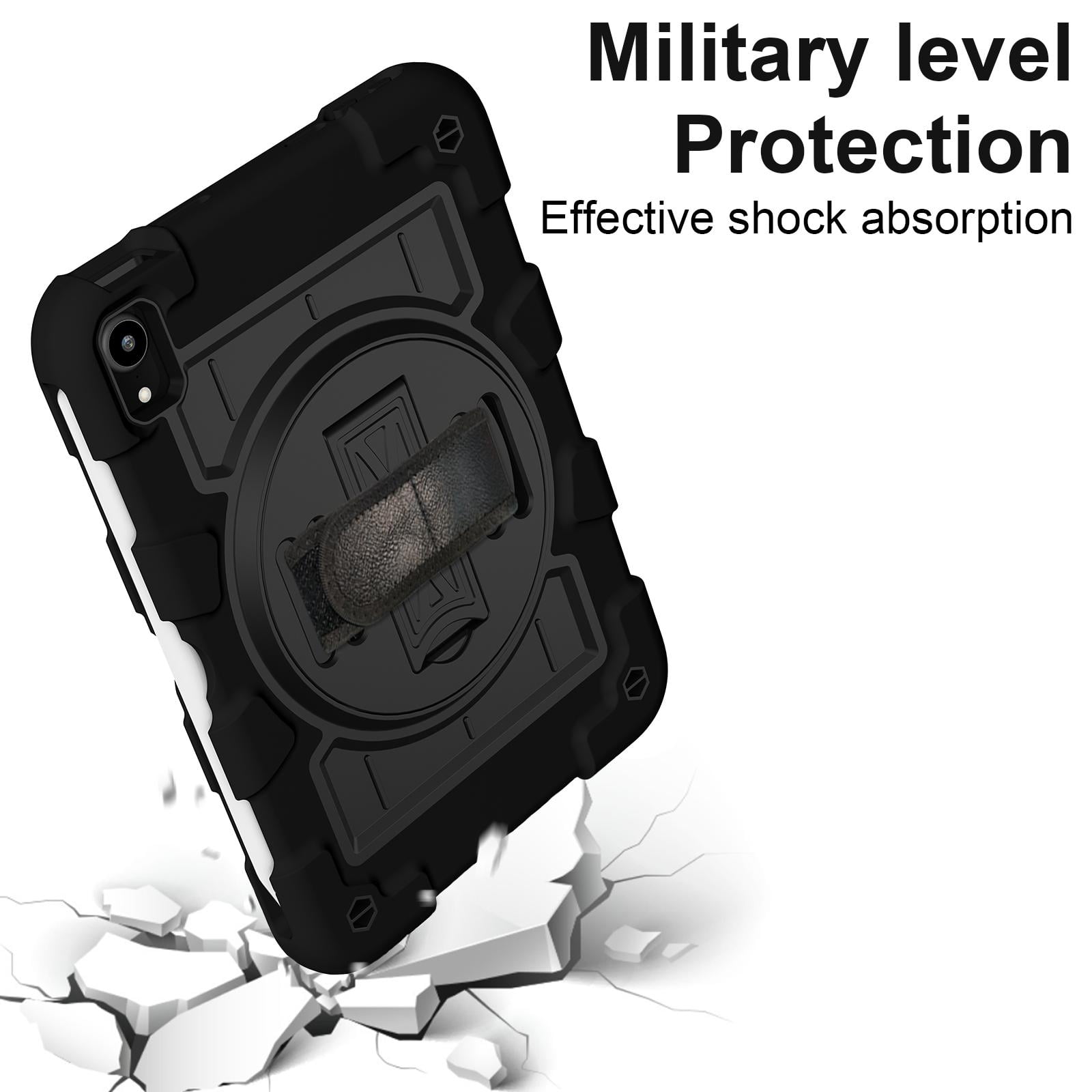 TECH CIRCLE for Apple iPad Mini (A17 Pro/A15) 7th/6th Generation Case 8.3-Inch (2024/2021 Release), Durable Shockproof Protective Back Cover Case with Kickstand /Hand Strap /Shoulder Strap, Black