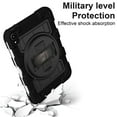 thumbnail image 4 of ELEHOLD Hybrid Rugged Case for iPad Mini (6th Generation), Heavy Duty Shockproof Cover with 360° Rotation Handstrap Kickstand Detachable Shoulder Strap Case for iPad mini 6 -2021,Black, 4 of 11