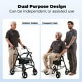 thumbnail image 3 of MaxKare Rollator Rolling Walker 8" Wheels with Seat & Padel for Seniors, Use as Transport Wheelchair or Walker, Removable Armrest & Backrest, Foldable, Adjustable Handles, 300Lbs, 3 of 11