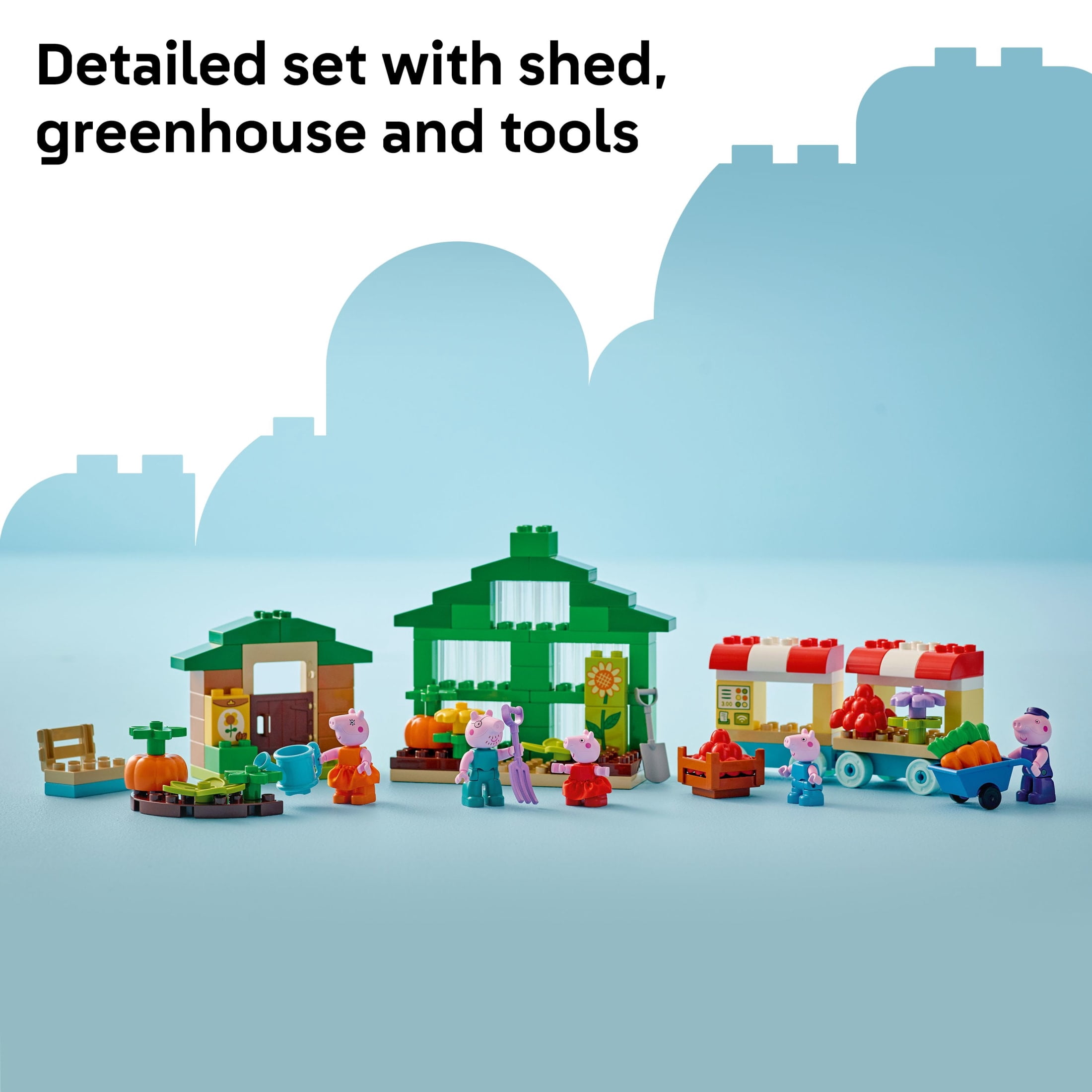 LEGO DUPLO Peppa Pig Grandpa Pig’s Garden and Greenhouse - Peppa Pig Toy for Toddlers - Preschool Learning and Sensory Toy for Girls and Boys Ages 2+ - Sensory Toy with 5 Peppa Pig Characters - 10461