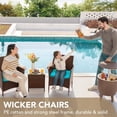 thumbnail image 2 of WLXIANG Patio Porch Furniture Sets 3 Pieces PE Rattan Wicker Chairs with Table Outdoor Garden Furniture Sets (Brown/Blue), 2 of 9