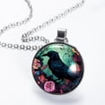 thumbnail image 2 of Crow Circular Glass Pendant Necklace - Women's Statement Necklaces, 2 of 5