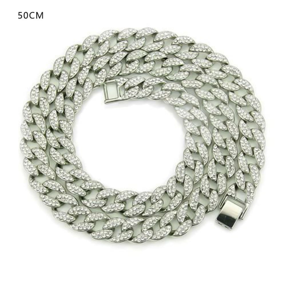 Fashion Full Crystal Necklace Creative Alloy Clavicle Chain Unisex Great Clothing Accessories for Women Men Diamond Necklace Women's Jewelry Silver 50CM - Walmart.com