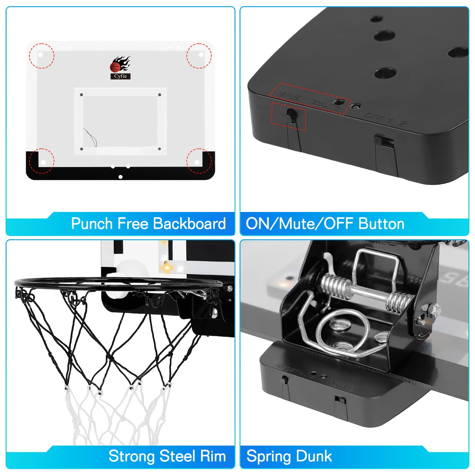 Cyfie Basketball Hoop Set for Kids,LED Light Basketball Hoop with Scoreboard,Christmas Gift for Boys and Girls,Deal on Sale Clearance