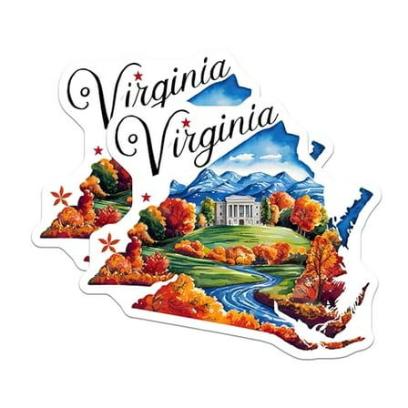 (2 Pack) Virginia State Map Magnets - Scenic Virginia Magnet - American Road Trip Magnet - 5" On Longest Side - for Cars, Fridges, Toolboxes - Made in USA - MAG6313