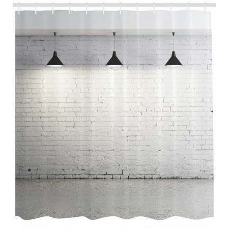 Abstract Shower Curtain Brickwork Concrete Room With Three