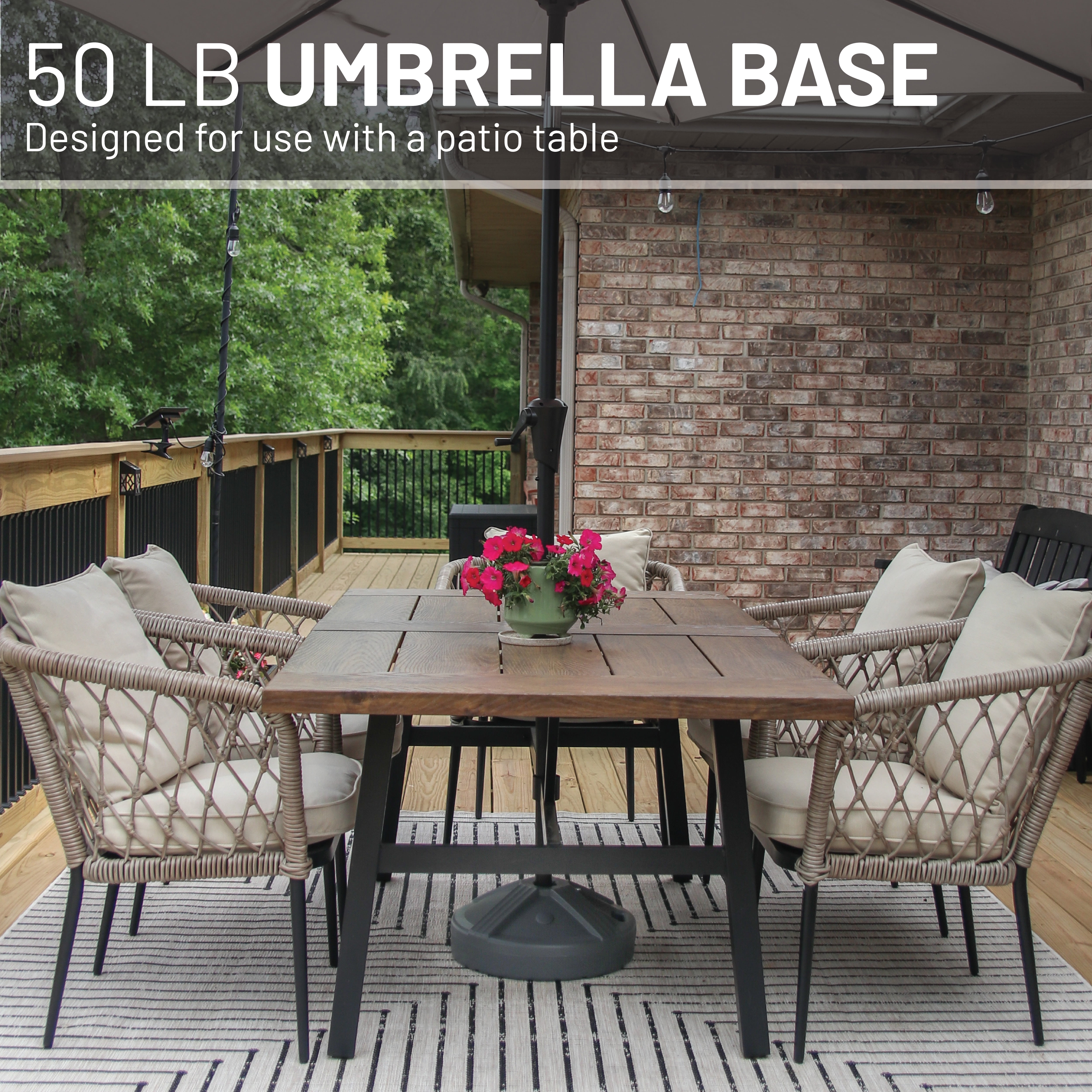 US Weight Durable 50 Pound Umbrella Base Designed to be Used with a Patio Table (Grey)