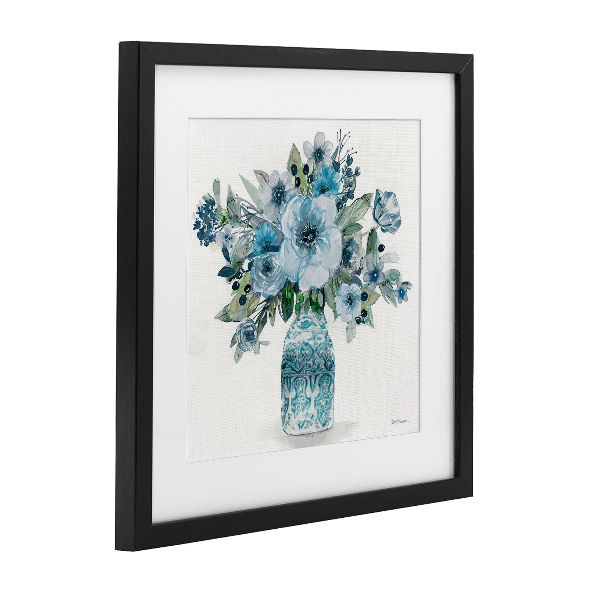 Stupell Industries Pastel Blue Botanical Bouquet Black Framed Print Under Glass, design by Carol Robinson