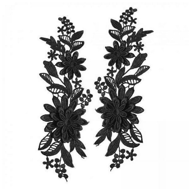 2x 1 Par de Apliques de Encaje, Apliques Bordados de Flores, Adornos de Encaje Fino, Parches Bordados Florales para Chaquetas de Vestido de Noche DIY 2 piezas