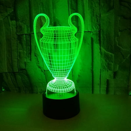 

3D Football Cup Trophy Lamp 7 Colors Changing 3D LED Night Light Contact Button USB Baby Bedroom Sleep Luminaria Light