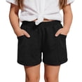 thumbnail image 2 of FASHOFT Boys Linen Shorts Summer Elastic Waist Casual Shorts for Boys with Pockets Black 5-6 Years, 2 of 5