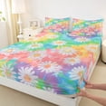 thumbnail image 3 of Manfei Floral Daisy Boy Girl Twin Sheet Sets 3pcs,Abstract Gradient Twin Fitted Sheet Microfiber,Chic Flowers Breathable Flat Sheet,Microfiber Bedroom Decor, 3 of 7