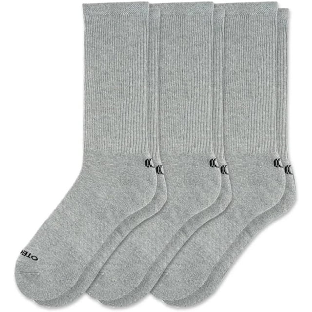 OTECKA Unisex Basic Crew Socks with Moisture-Wicking - Cushion Comfort Crew Socks, Grey - 3 Packs, Small-Medium