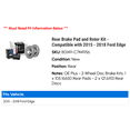thumbnail image 2 of Rear Brake Pad and Rotor Kit - Compatible with 2015 - 2018 Ford Edge 2016 2017, 2 of 2