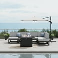 thumbnail image 3 of LayinSun Large Aluminum Patio Furniture Set with Fire Pit Table, 6 Pieces Modern Outdoor Conversation Set Sectional Metal Sofa Set with Olefin Cushion, 3 of 10