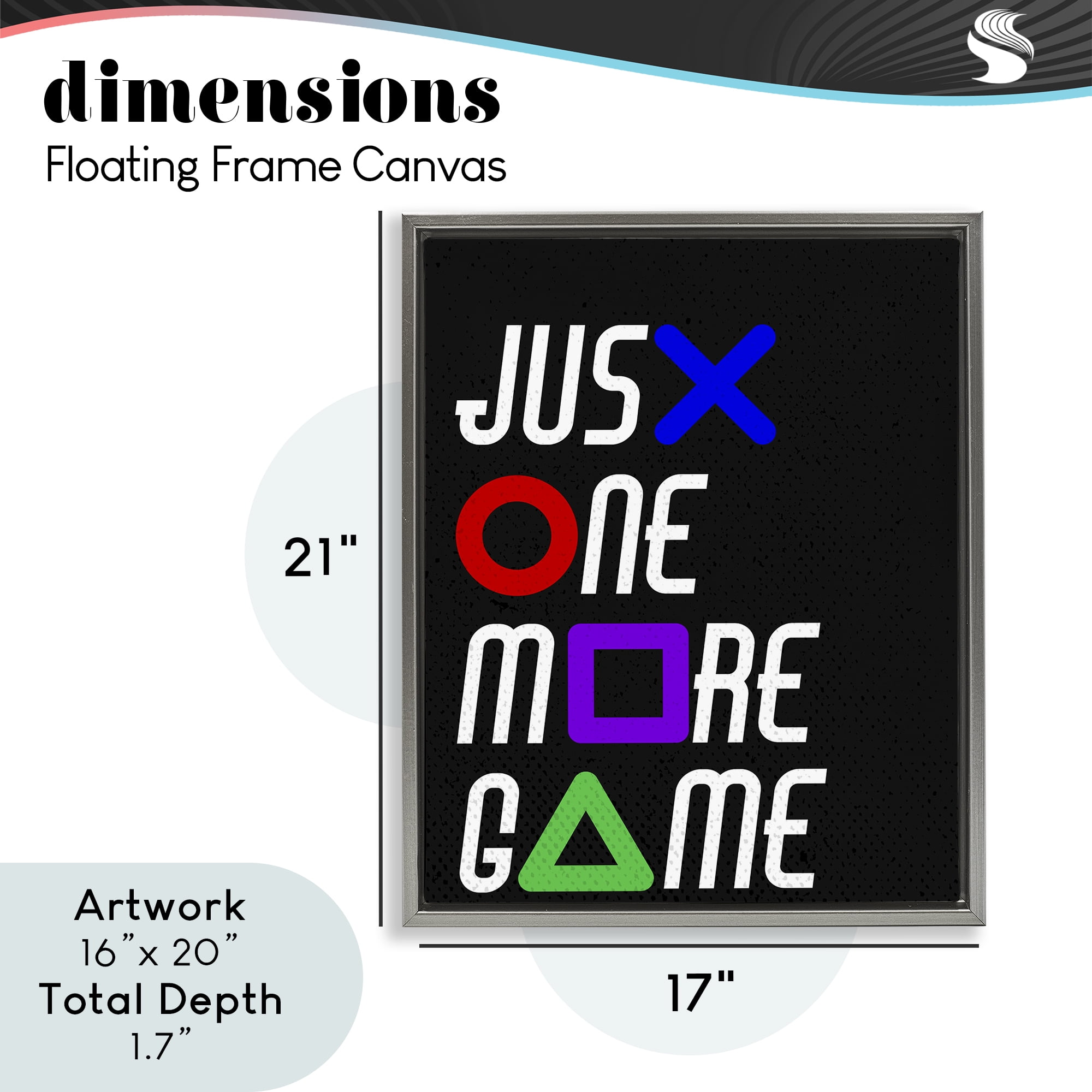 One More Game with Symbols Gray Framed Floater Canvas Wall Art, design by Kim Allen