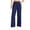 Navy, variant on Girls High Waist Draped Straight Leg Trousers Casual Suit Style Pants with Pleated Front and Functional Pockets