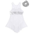 thumbnail image 3 of LiiYii Kids Girls Sequins Sleeveless High-Low Ballet Dance Dress Ballerina Gymnastics Leotard Dress White 16, 3 of 5