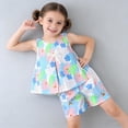 thumbnail image 6 of ITSAME Outfit Set for Girls, Cotton Sleeveless Tank Top and Shorts 2-Piece Summer Thin Comfortable Loungewear Set Sky Blue 2-3T, 6 of 9